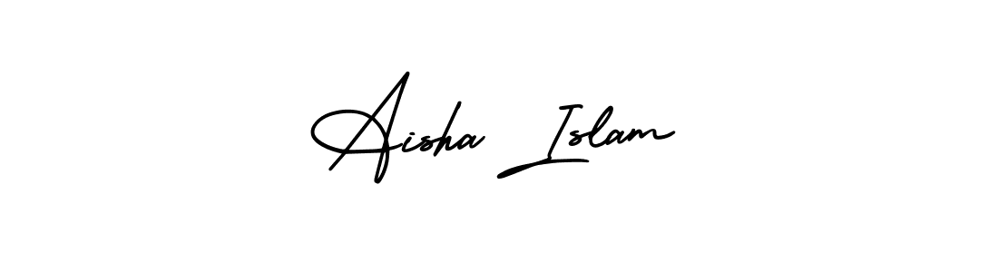 Also You can easily find your signature by using the search form. We will create Aisha Islam name handwritten signature images for you free of cost using AmerikaSignatureDemo-Regular sign style. Aisha Islam signature style 3 images and pictures png