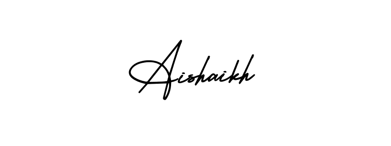 This is the best signature style for the Aishaikh name. Also you like these signature font (AmerikaSignatureDemo-Regular). Mix name signature. Aishaikh signature style 3 images and pictures png