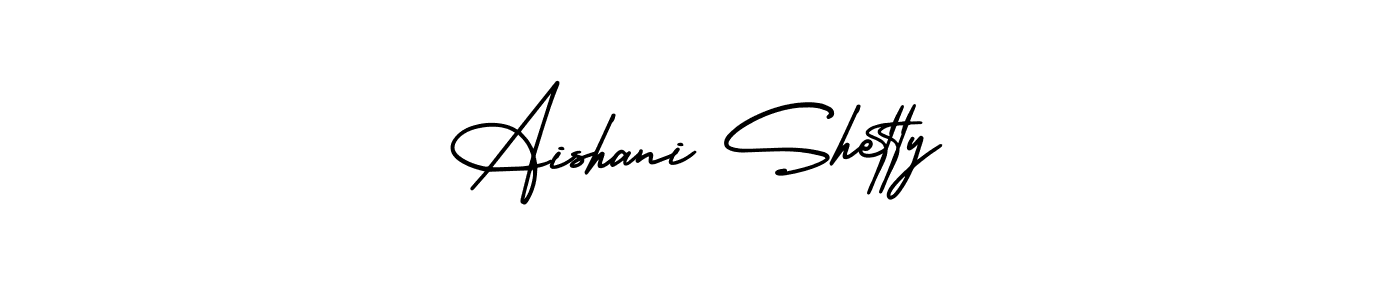 The best way (AmerikaSignatureDemo-Regular) to make a short signature is to pick only two or three words in your name. The name Aishani Shetty include a total of six letters. For converting this name. Aishani Shetty signature style 3 images and pictures png