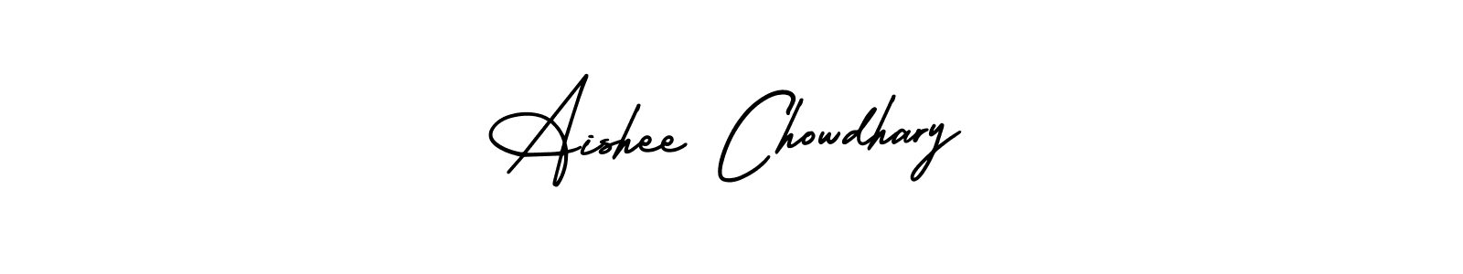 You should practise on your own different ways (AmerikaSignatureDemo-Regular) to write your name (Aishee Chowdhary) in signature. don't let someone else do it for you. Aishee Chowdhary signature style 3 images and pictures png