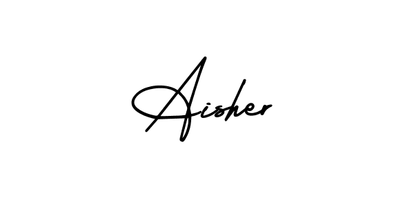 You should practise on your own different ways (AmerikaSignatureDemo-Regular) to write your name (Aisher) in signature. don't let someone else do it for you. Aisher signature style 3 images and pictures png