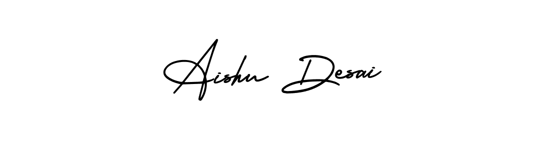 You should practise on your own different ways (AmerikaSignatureDemo-Regular) to write your name (Aishu Desai) in signature. don't let someone else do it for you. Aishu Desai signature style 3 images and pictures png