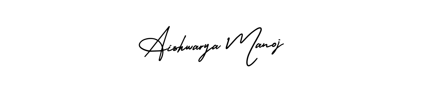 You should practise on your own different ways (AmerikaSignatureDemo-Regular) to write your name (Aishwarya Manoj) in signature. don't let someone else do it for you. Aishwarya Manoj signature style 3 images and pictures png