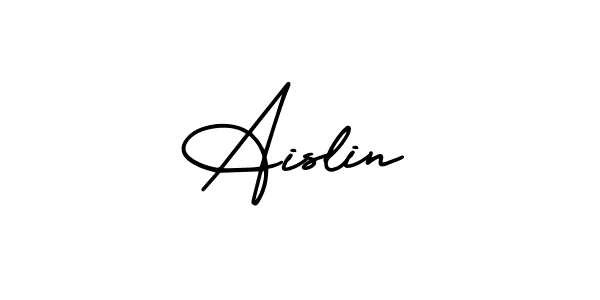 The best way (AmerikaSignatureDemo-Regular) to make a short signature is to pick only two or three words in your name. The name Aislin include a total of six letters. For converting this name. Aislin signature style 3 images and pictures png