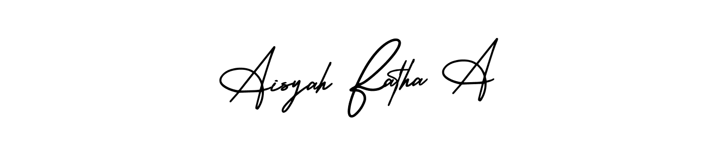 You should practise on your own different ways (AmerikaSignatureDemo-Regular) to write your name (Aisyah Fatha A) in signature. don't let someone else do it for you. Aisyah Fatha A signature style 3 images and pictures png