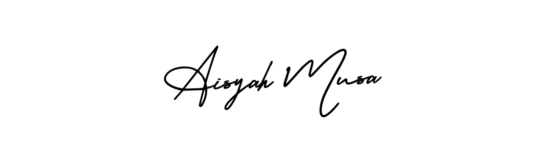 The best way (AmerikaSignatureDemo-Regular) to make a short signature is to pick only two or three words in your name. The name Aisyah Musa include a total of six letters. For converting this name. Aisyah Musa signature style 3 images and pictures png