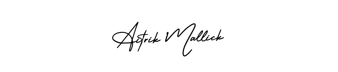 You should practise on your own different ways (AmerikaSignatureDemo-Regular) to write your name (Aitrik Mallick) in signature. don't let someone else do it for you. Aitrik Mallick signature style 3 images and pictures png