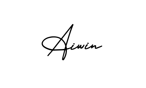 You should practise on your own different ways (AmerikaSignatureDemo-Regular) to write your name (Aiwin) in signature. don't let someone else do it for you. Aiwin signature style 3 images and pictures png