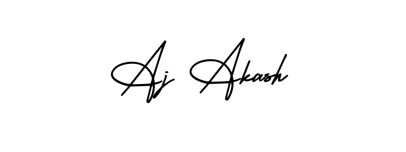 The best way (AmerikaSignatureDemo-Regular) to make a short signature is to pick only two or three words in your name. The name Aj Akash include a total of six letters. For converting this name. Aj Akash signature style 3 images and pictures png