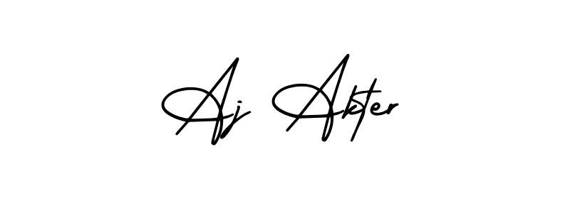 Similarly AmerikaSignatureDemo-Regular is the best handwritten signature design. Signature creator online .You can use it as an online autograph creator for name Aj Akter. Aj Akter signature style 3 images and pictures png