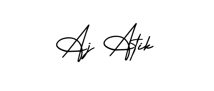 Aj Atik stylish signature style. Best Handwritten Sign (AmerikaSignatureDemo-Regular) for my name. Handwritten Signature Collection Ideas for my name Aj Atik. Aj Atik signature style 3 images and pictures png