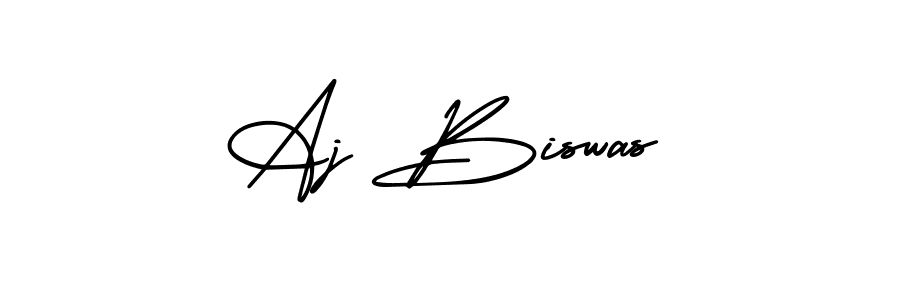 The best way (AmerikaSignatureDemo-Regular) to make a short signature is to pick only two or three words in your name. The name Aj Biswas include a total of six letters. For converting this name. Aj Biswas signature style 3 images and pictures png