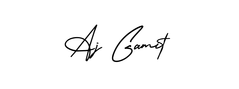 The best way (AmerikaSignatureDemo-Regular) to make a short signature is to pick only two or three words in your name. The name Aj Gamit include a total of six letters. For converting this name. Aj Gamit signature style 3 images and pictures png