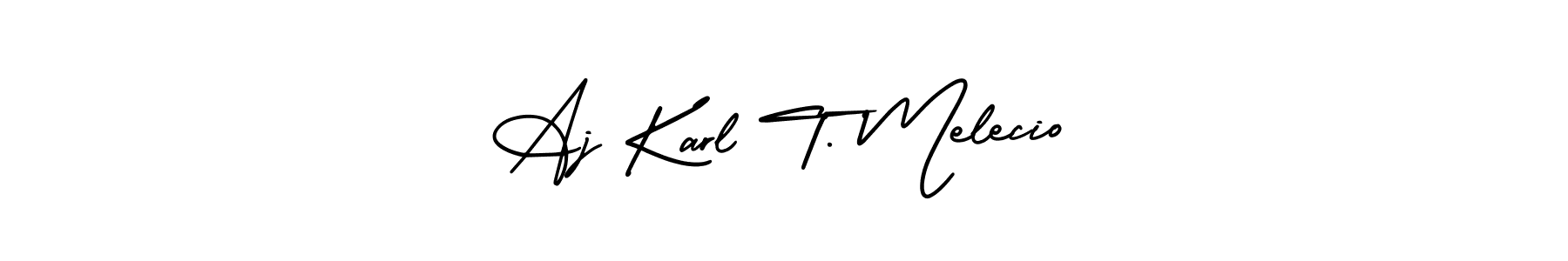 AmerikaSignatureDemo-Regular is a professional signature style that is perfect for those who want to add a touch of class to their signature. It is also a great choice for those who want to make their signature more unique. Get Aj Karl T. Melecio name to fancy signature for free. Aj Karl T. Melecio signature style 3 images and pictures png