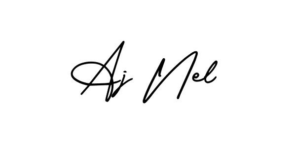 How to make Aj Nel name signature. Use AmerikaSignatureDemo-Regular style for creating short signs online. This is the latest handwritten sign. Aj Nel signature style 3 images and pictures png