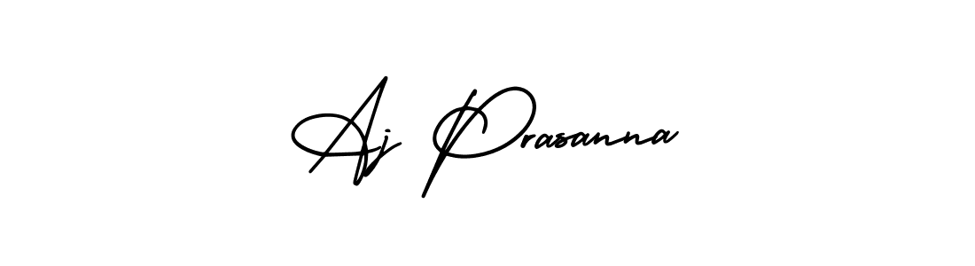 You should practise on your own different ways (AmerikaSignatureDemo-Regular) to write your name (Aj Prasanna) in signature. don't let someone else do it for you. Aj Prasanna signature style 3 images and pictures png