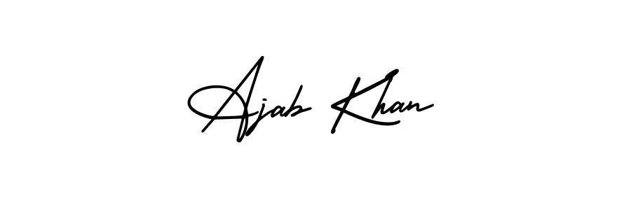 Similarly AmerikaSignatureDemo-Regular is the best handwritten signature design. Signature creator online .You can use it as an online autograph creator for name Ajab Khan. Ajab Khan signature style 3 images and pictures png