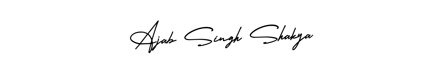 The best way (AmerikaSignatureDemo-Regular) to make a short signature is to pick only two or three words in your name. The name Ajab Singh Shakya include a total of six letters. For converting this name. Ajab Singh Shakya signature style 3 images and pictures png