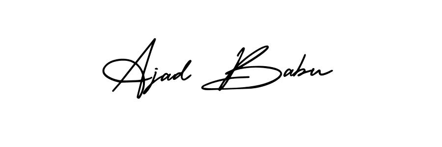 This is the best signature style for the Ajad Babu name. Also you like these signature font (AmerikaSignatureDemo-Regular). Mix name signature. Ajad Babu signature style 3 images and pictures png