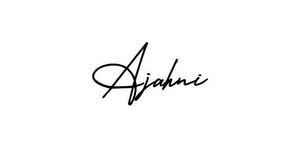 This is the best signature style for the Ajahni name. Also you like these signature font (AmerikaSignatureDemo-Regular). Mix name signature. Ajahni signature style 3 images and pictures png