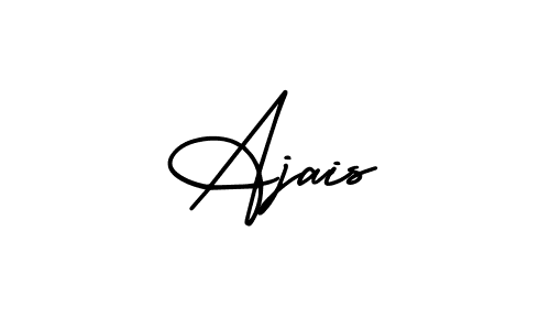 You should practise on your own different ways (AmerikaSignatureDemo-Regular) to write your name (Ajais) in signature. don't let someone else do it for you. Ajais signature style 3 images and pictures png