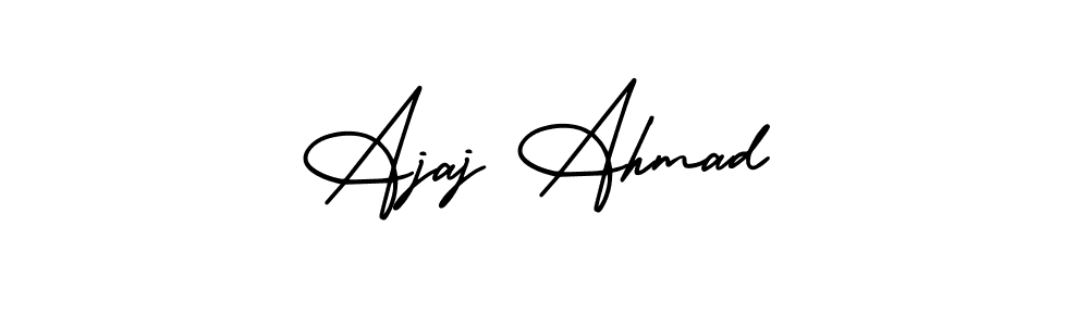 The best way (AmerikaSignatureDemo-Regular) to make a short signature is to pick only two or three words in your name. The name Ajaj Ahmad include a total of six letters. For converting this name. Ajaj Ahmad signature style 3 images and pictures png