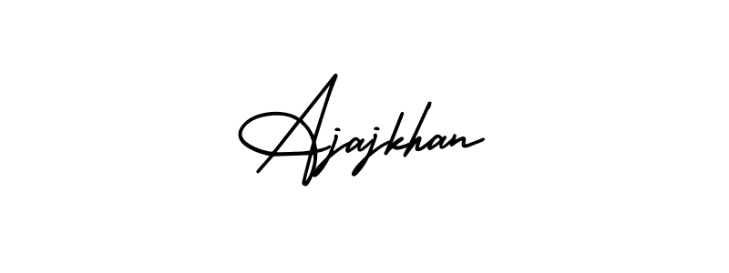 You should practise on your own different ways (AmerikaSignatureDemo-Regular) to write your name (Ajajkhan) in signature. don't let someone else do it for you. Ajajkhan signature style 3 images and pictures png