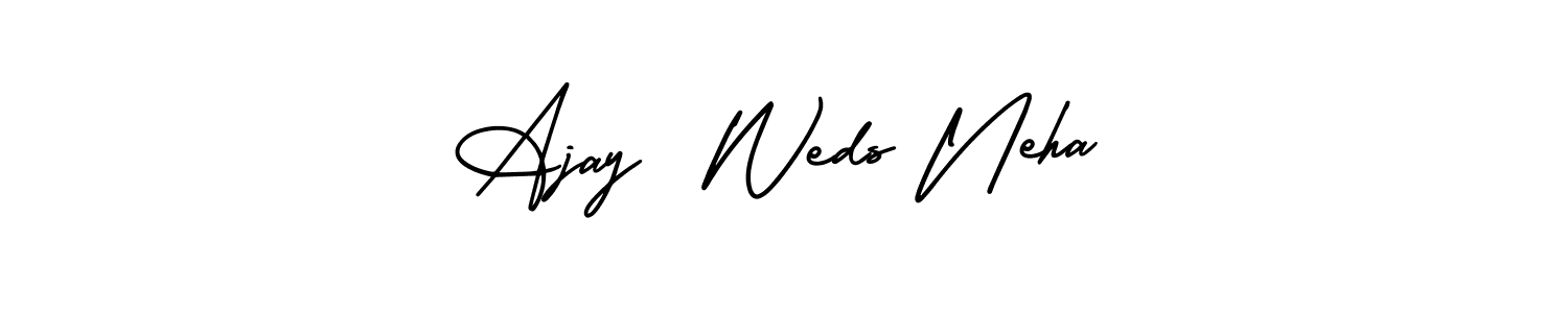 Make a beautiful signature design for name Ajay  Weds Neha. With this signature (AmerikaSignatureDemo-Regular) style, you can create a handwritten signature for free. Ajay  Weds Neha signature style 3 images and pictures png