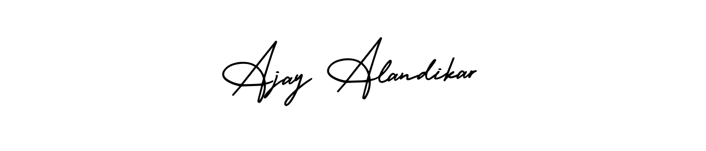 You should practise on your own different ways (AmerikaSignatureDemo-Regular) to write your name (Ajay Alandikar) in signature. don't let someone else do it for you. Ajay Alandikar signature style 3 images and pictures png