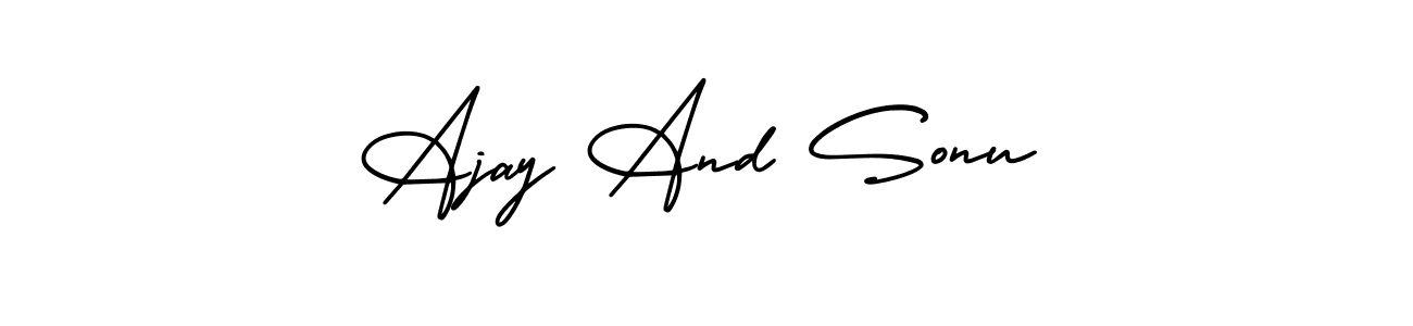 Also You can easily find your signature by using the search form. We will create Ajay And Sonu name handwritten signature images for you free of cost using AmerikaSignatureDemo-Regular sign style. Ajay And Sonu signature style 3 images and pictures png