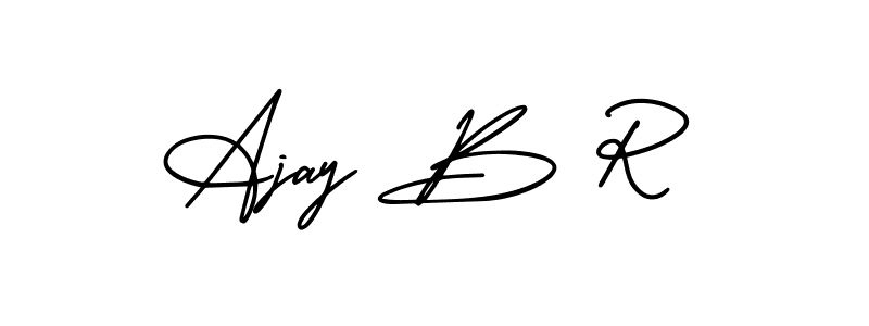 You should practise on your own different ways (AmerikaSignatureDemo-Regular) to write your name (Ajay B R) in signature. don't let someone else do it for you. Ajay B R signature style 3 images and pictures png