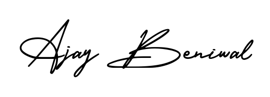 Looking for an artistic signature for Ajay Beniwal? The AmerikaSignatureDemo-Regular calligraphy style gives a sophisticated flow suitable for business cards and emails. Ajay Beniwal signature style 3 images and pictures png
