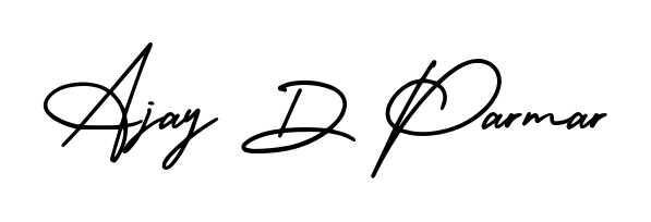 Practice writing Ajay D Parmar with the flow of AmerikaSignatureDemo-Regular lettering. A fantastic source of inspiration for developing your personal signature style. Ajay D Parmar signature style 3 images and pictures png