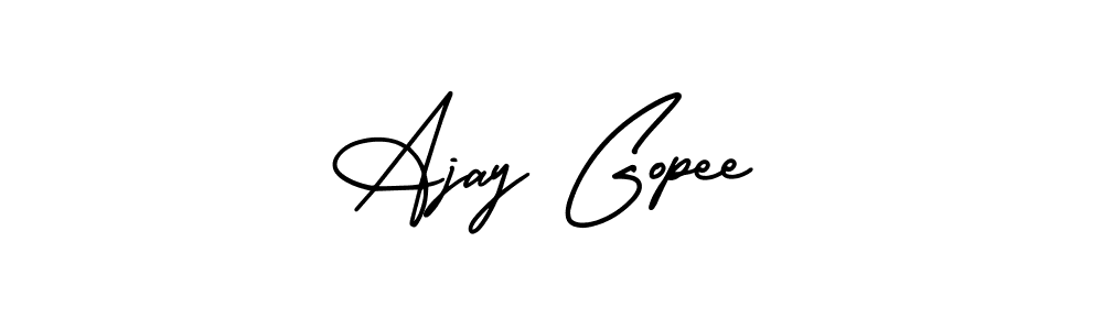 The best way (AmerikaSignatureDemo-Regular) to make a short signature is to pick only two or three words in your name. The name Ajay Gopee include a total of six letters. For converting this name. Ajay Gopee signature style 3 images and pictures png