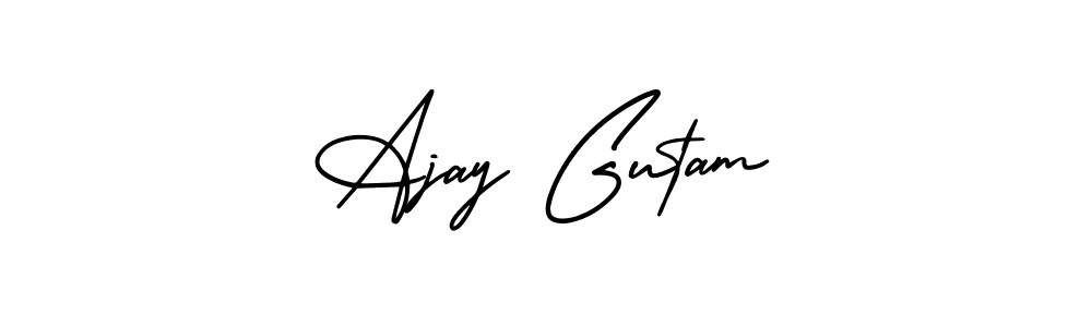 Similarly AmerikaSignatureDemo-Regular is the best handwritten signature design. Signature creator online .You can use it as an online autograph creator for name Ajay Gutam. Ajay Gutam signature style 3 images and pictures png