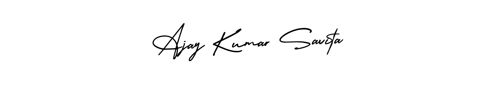 This is the best signature style for the Ajay Kumar Savita name. Also you like these signature font (AmerikaSignatureDemo-Regular). Mix name signature. Ajay Kumar Savita signature style 3 images and pictures png