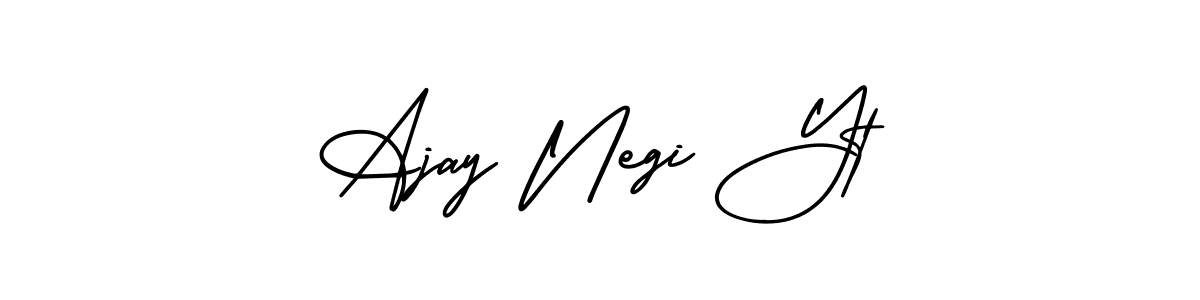 This is the best signature style for the Ajay Negi Yt name. Also you like these signature font (AmerikaSignatureDemo-Regular). Mix name signature. Ajay Negi Yt signature style 3 images and pictures png