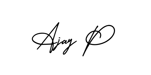 How to make Ajay P name signature. Use AmerikaSignatureDemo-Regular style for creating short signs online. This is the latest handwritten sign. Ajay P signature style 3 images and pictures png