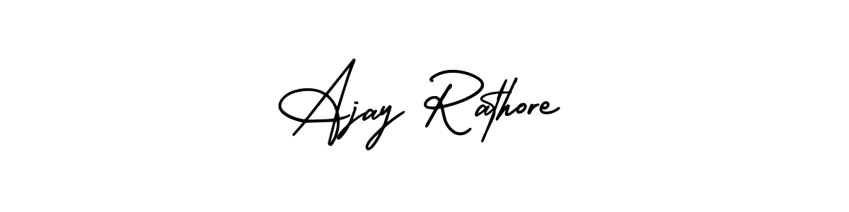 You should practise on your own different ways (AmerikaSignatureDemo-Regular) to write your name (Ajay Rathore) in signature. don't let someone else do it for you. Ajay Rathore signature style 3 images and pictures png