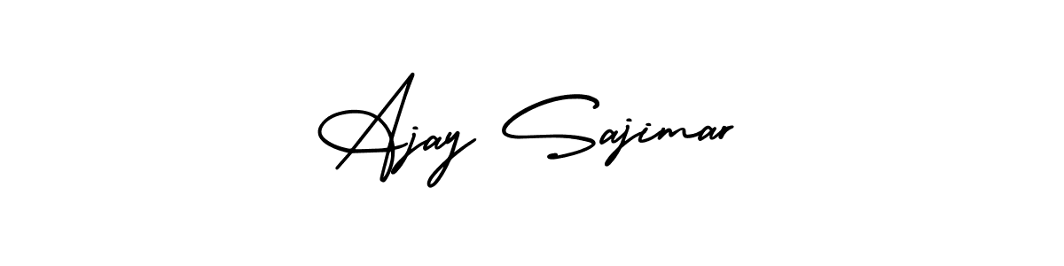 This is the best signature style for the Ajay Sajimar name. Also you like these signature font (AmerikaSignatureDemo-Regular). Mix name signature. Ajay Sajimar signature style 3 images and pictures png