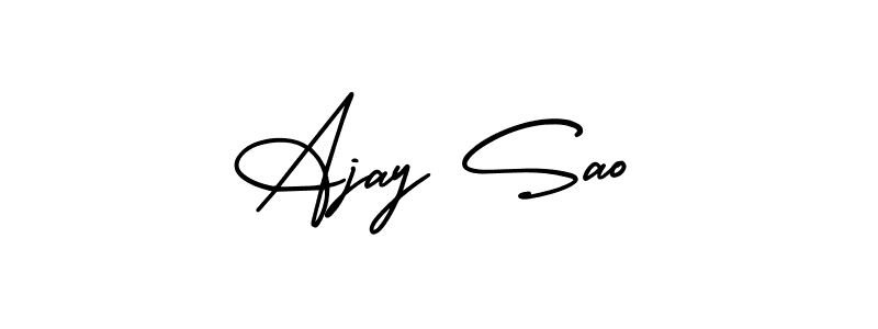 You should practise on your own different ways (AmerikaSignatureDemo-Regular) to write your name (Ajay Sao) in signature. don't let someone else do it for you. Ajay Sao signature style 3 images and pictures png