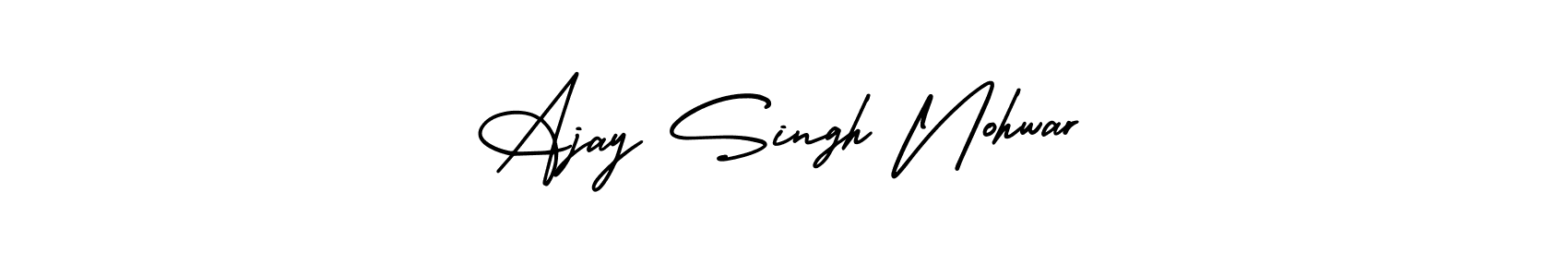 This is the best signature style for the Ajay Singh Nohwar name. Also you like these signature font (AmerikaSignatureDemo-Regular). Mix name signature. Ajay Singh Nohwar signature style 3 images and pictures png