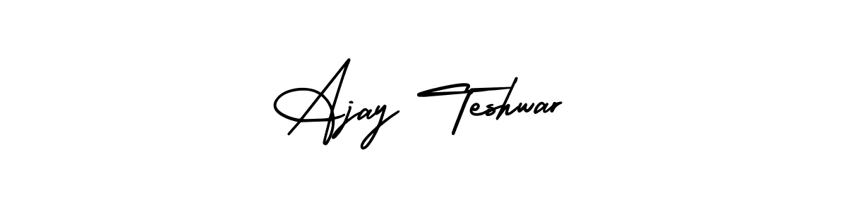 The best way (AmerikaSignatureDemo-Regular) to make a short signature is to pick only two or three words in your name. The name Ajay Teshwar include a total of six letters. For converting this name. Ajay Teshwar signature style 3 images and pictures png