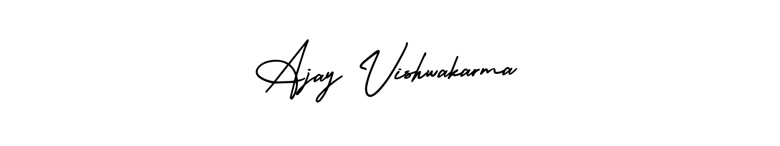 This is the best signature style for the Ajay Vishwakarma name. Also you like these signature font (AmerikaSignatureDemo-Regular). Mix name signature. Ajay Vishwakarma signature style 3 images and pictures png