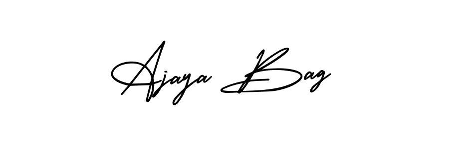 The best way (AmerikaSignatureDemo-Regular) to make a short signature is to pick only two or three words in your name. The name Ajaya Bag include a total of six letters. For converting this name. Ajaya Bag signature style 3 images and pictures png