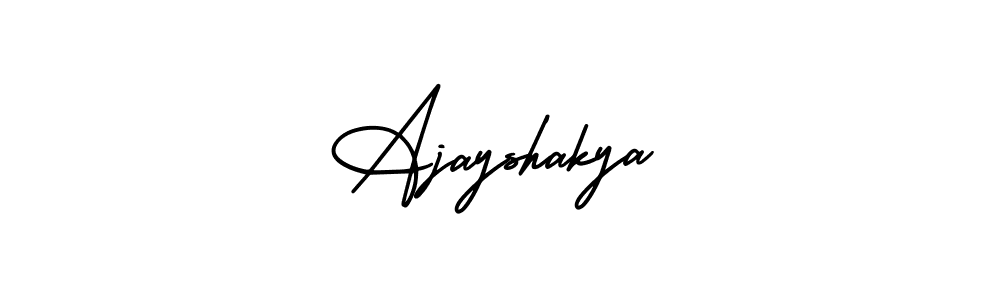 You should practise on your own different ways (AmerikaSignatureDemo-Regular) to write your name (Ajayshakya) in signature. don't let someone else do it for you. Ajayshakya signature style 3 images and pictures png