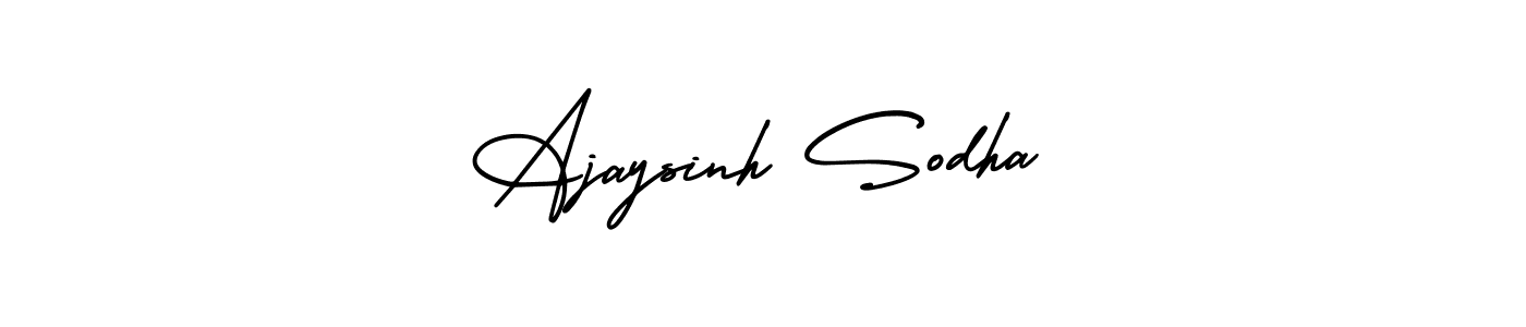 The best way (AmerikaSignatureDemo-Regular) to make a short signature is to pick only two or three words in your name. The name Ajaysinh Sodha include a total of six letters. For converting this name. Ajaysinh Sodha signature style 3 images and pictures png