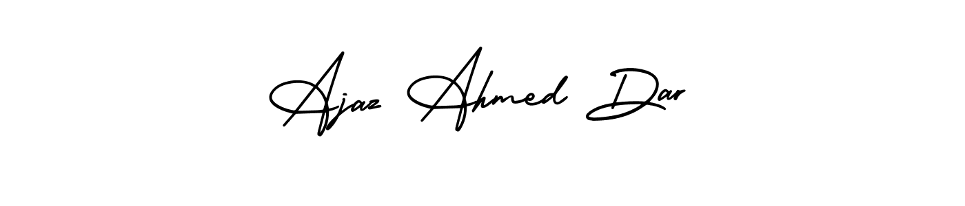 The best way (AmerikaSignatureDemo-Regular) to make a short signature is to pick only two or three words in your name. The name Ajaz Ahmed Dar include a total of six letters. For converting this name. Ajaz Ahmed Dar signature style 3 images and pictures png