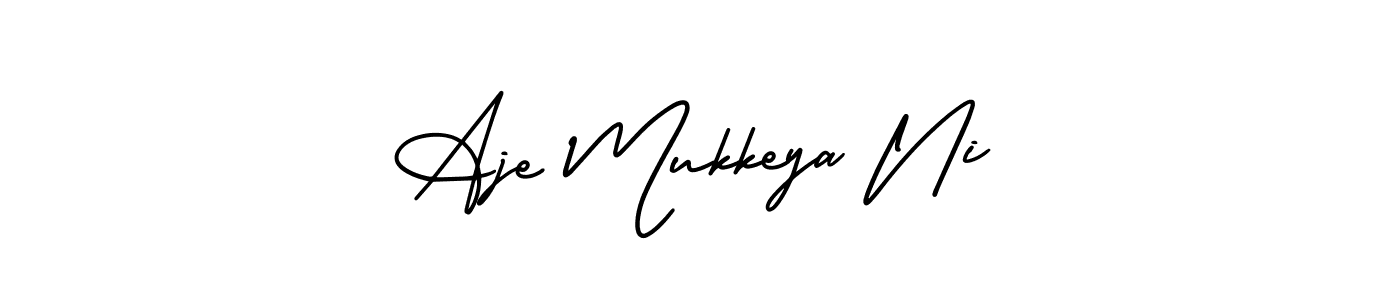 Also You can easily find your signature by using the search form. We will create Aje Mukkeya Ni name handwritten signature images for you free of cost using AmerikaSignatureDemo-Regular sign style. Aje Mukkeya Ni signature style 3 images and pictures png