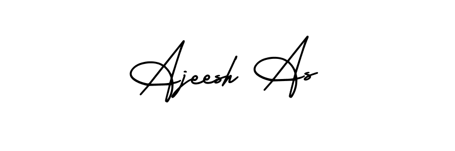 You should practise on your own different ways (AmerikaSignatureDemo-Regular) to write your name (Ajeesh As) in signature. don't let someone else do it for you. Ajeesh As signature style 3 images and pictures png